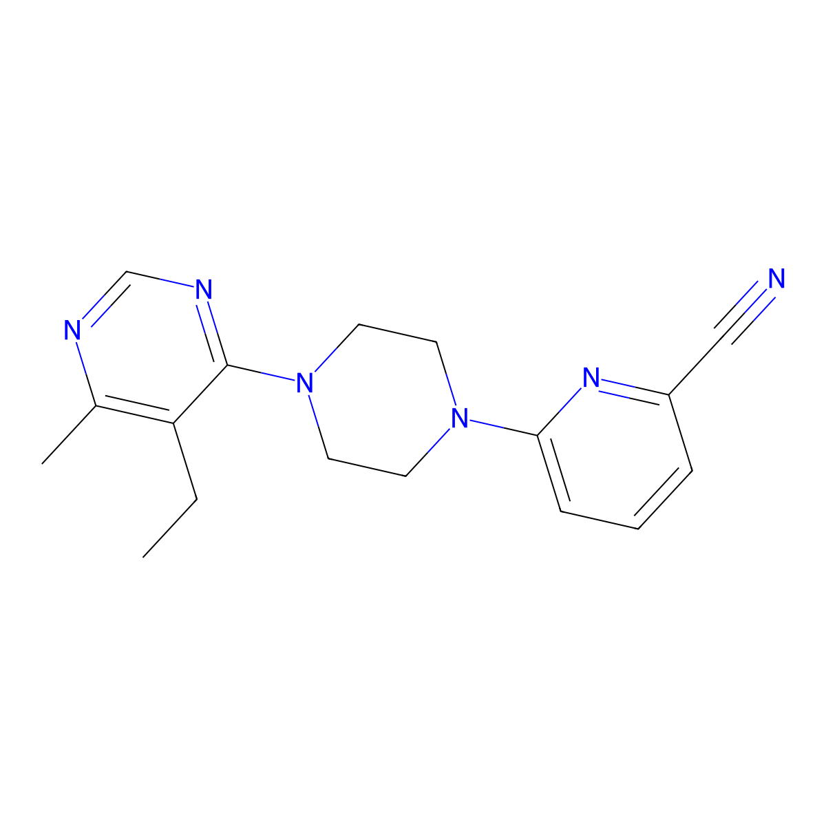 6-[4-(5-Ethyl-6-methylpyrimidin-4-yl)piperazin-1-yl]pyridine-2-carbonitrile molecular structure, CAS 2380098-80-4
