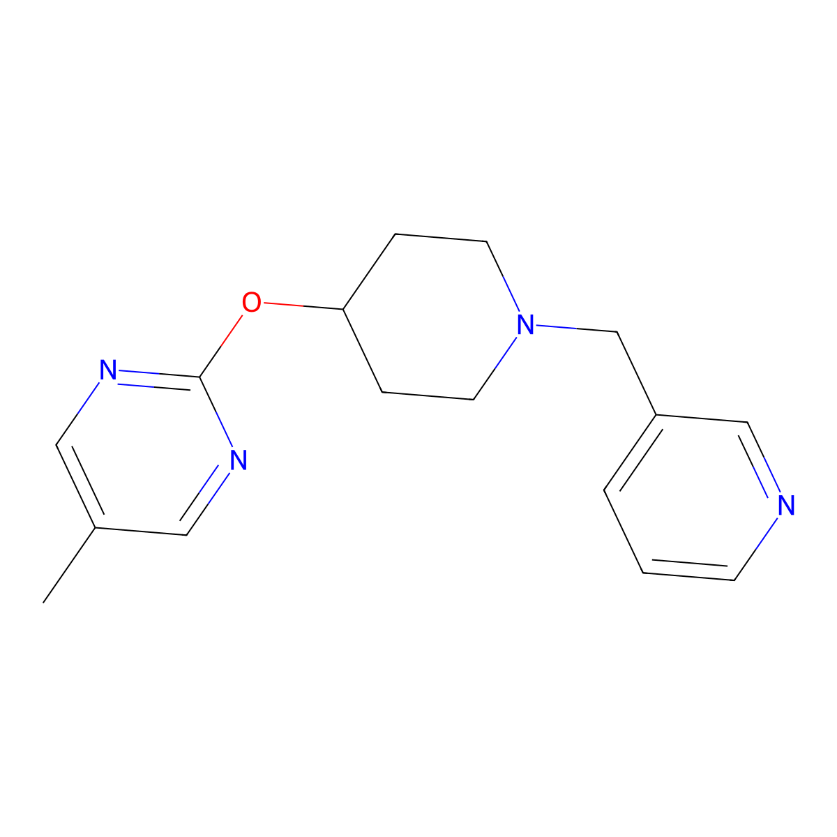 5-Methyl-2-({1-[(pyridin-3-yl)methyl]piperidin-4-yl}oxy)pyrimidine molecular structure, CAS 2380098-85-9