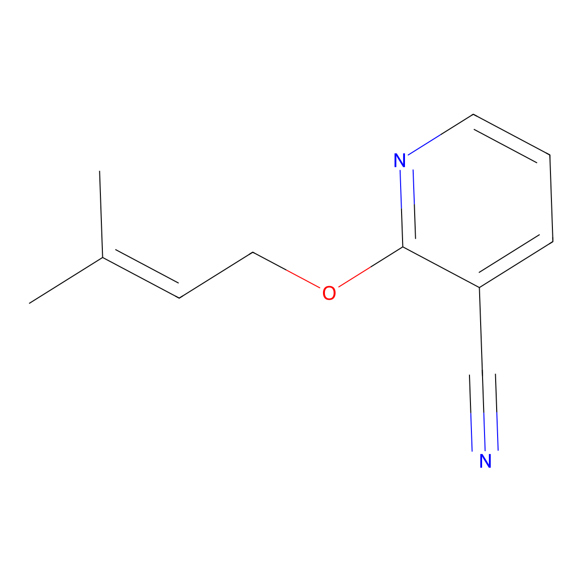 2-[(3-Methylbut-2-en-1-yl)oxy]pyridine-3-carbonitrile molecular structure, CAS 2380098-87-1