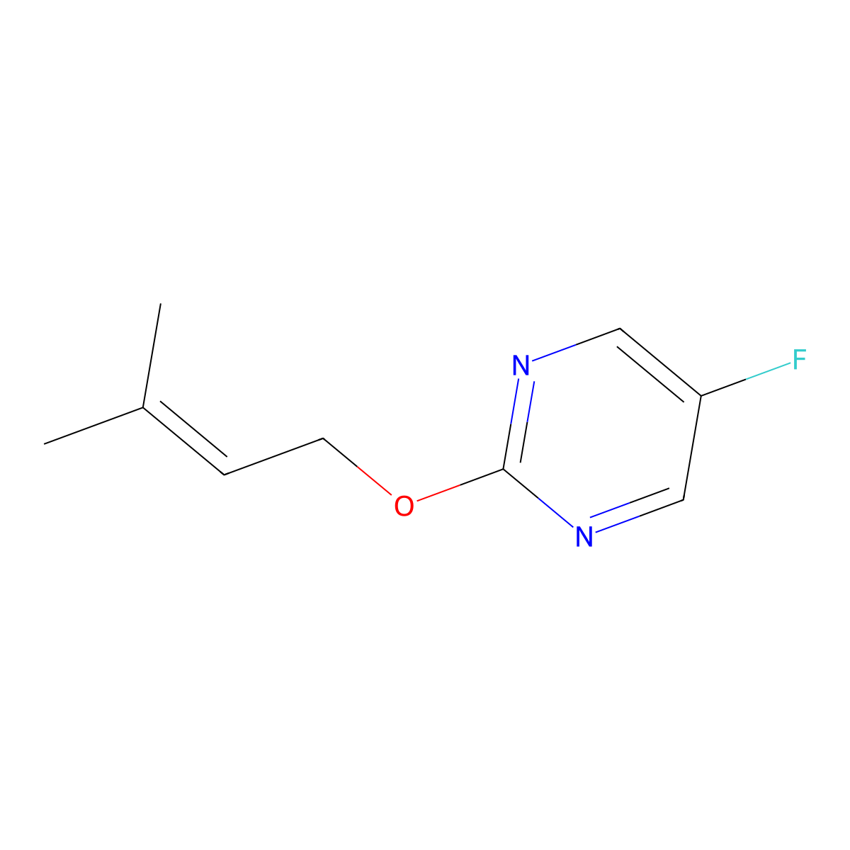 5-Fluoro-2-[(3-methylbut-2-en-1-yl)oxy]pyrimidine molecular structure, CAS 2380098-92-8