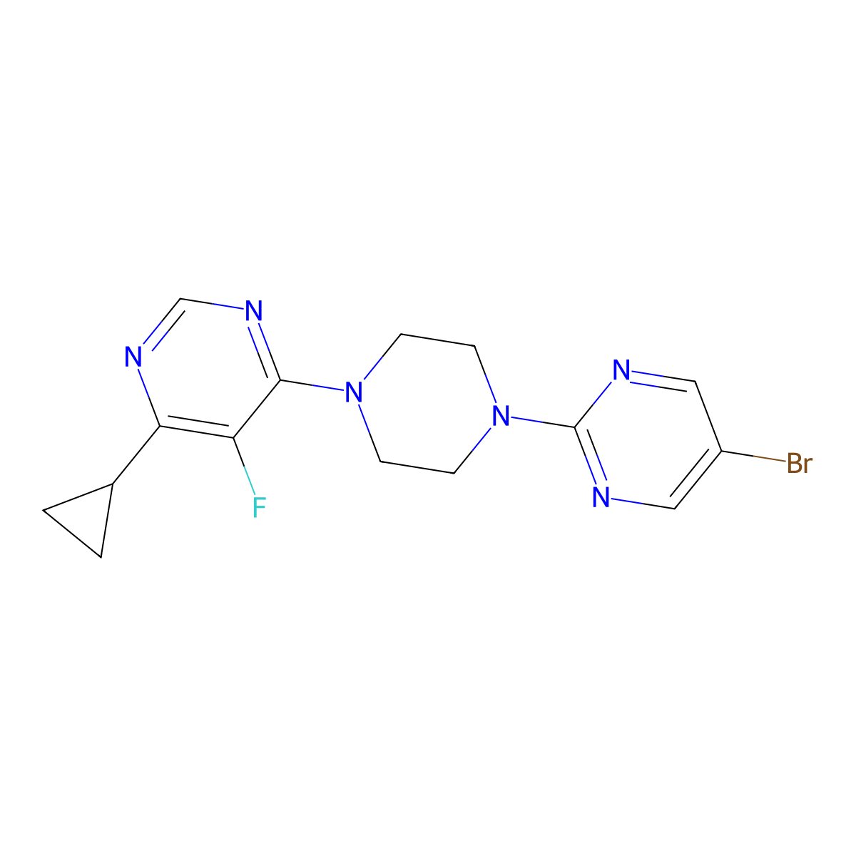 4-[4-(5-Bromopyrimidin-2-yl)piperazin-1-yl]-6-cyclopropyl-5-fluoropyrimidine molecular structure, CAS 2380099-00-1