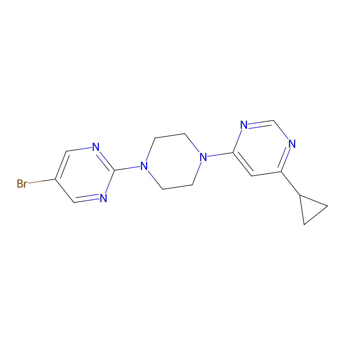 4-[4-(5-Bromopyrimidin-2-yl)piperazin-1-yl]-6-cyclopropylpyrimidine molecular structure, CAS 2380099-02-3