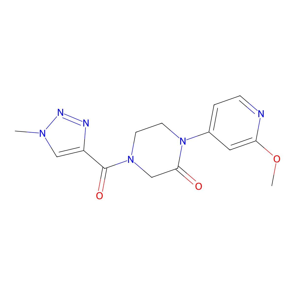 1-(2-methoxypyridin-4-yl)-4-(1-methyl-1H-1,2,3-triazole-4-carbonyl)piperazin-2-one molecular structure, CAS 2380099-04-5