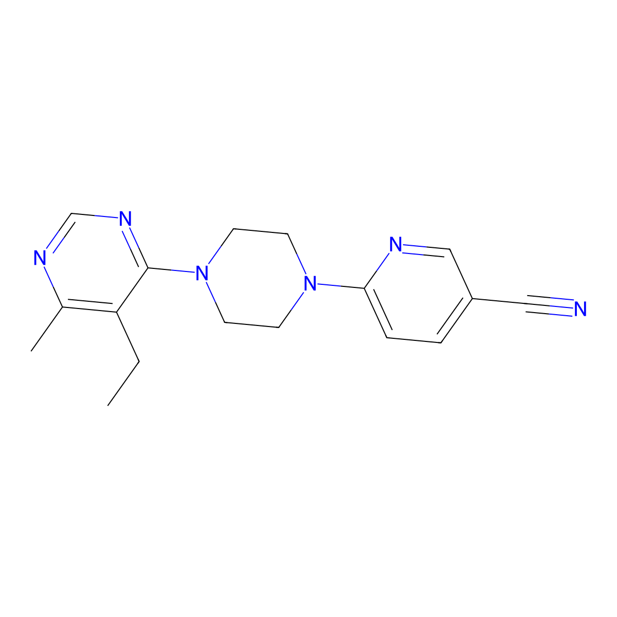 6-[4-(5-Ethyl-6-methylpyrimidin-4-yl)piperazin-1-yl]pyridine-3-carbonitrile molecular structure, CAS 2380099-07-8