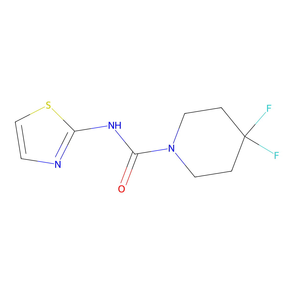 4,4-Difluoro-N-(1,3-thiazol-2-yl)piperidine-1-carboxamide molecular structure, CAS 2380099-09-0
