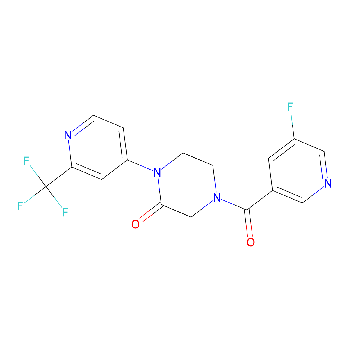 4-(5-Fluoropyridine-3-carbonyl)-1-[2-(trifluoromethyl)pyridin-4-yl]piperazin-2-one molecular structure, CAS 2380099-12-5
