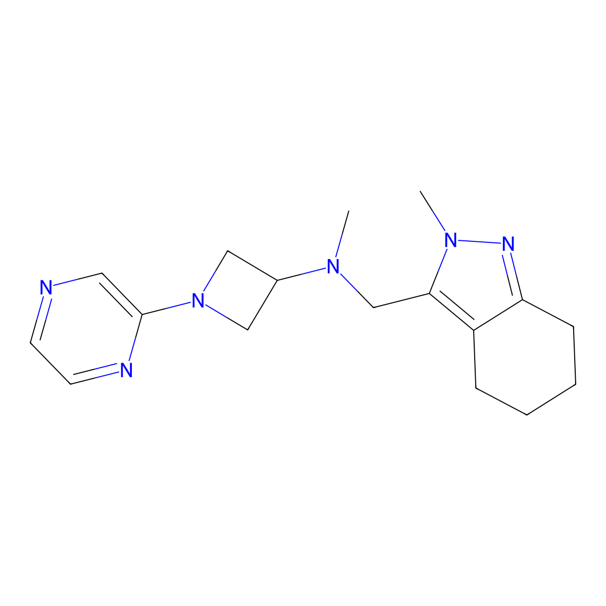 N-methyl-N-[(2-methyl-4,5,6,7-tetrahydro-2H-indazol-3-yl)methyl]-1-(pyrazin-2-yl)azetidin-3-amine molecular structure, CAS 2380099-18-1