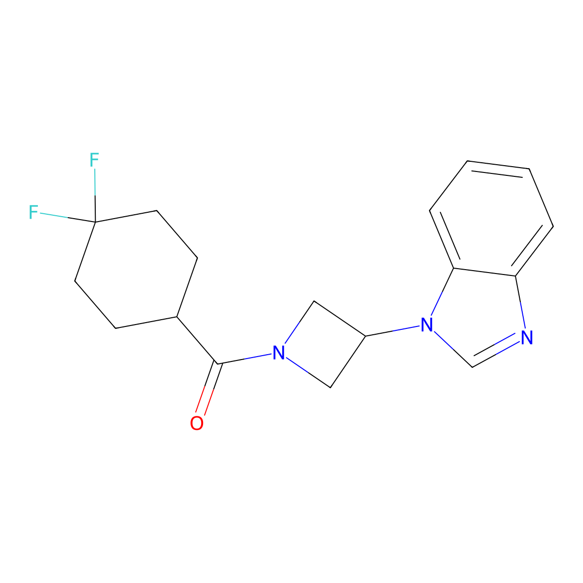 1-[1-(4,4-difluorocyclohexanecarbonyl)azetidin-3-yl]-1H-1,3-benzodiazole molecular structure, CAS 2380099-22-7