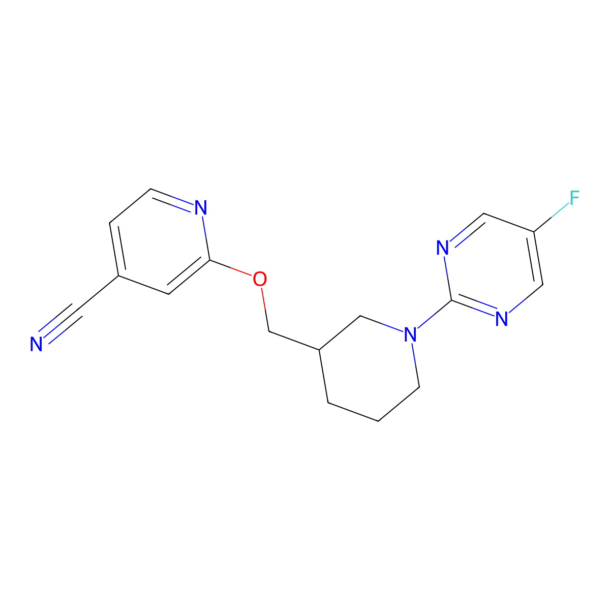 2-[[1-(5-Fluoropyrimidin-2-yl)piperidin-3-yl]methoxy]pyridine-4-carbonitrile molecular structure, CAS 2380099-27-2