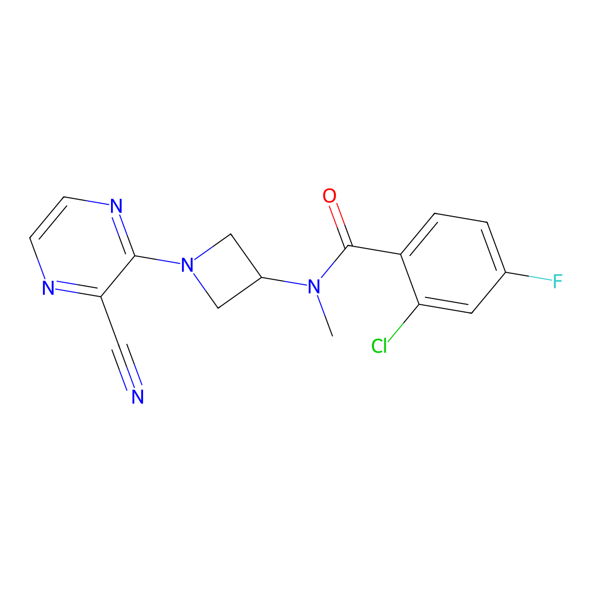 2-Chloro-N-[1-(3-cyanopyrazin-2-yl)azetidin-3-yl]-4-fluoro-N-methylbenzamide molecular structure, CAS 2380099-47-6
