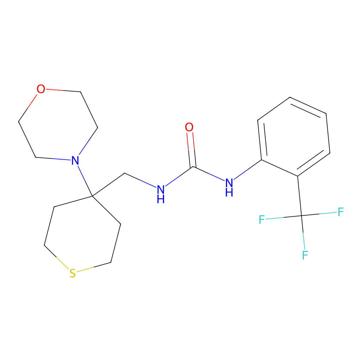 1-{[4-(Morpholin-4-yl)thian-4-yl]methyl}-3-[2-(trifluoromethyl)phenyl]urea molecular structure, CAS 2380099-57-8