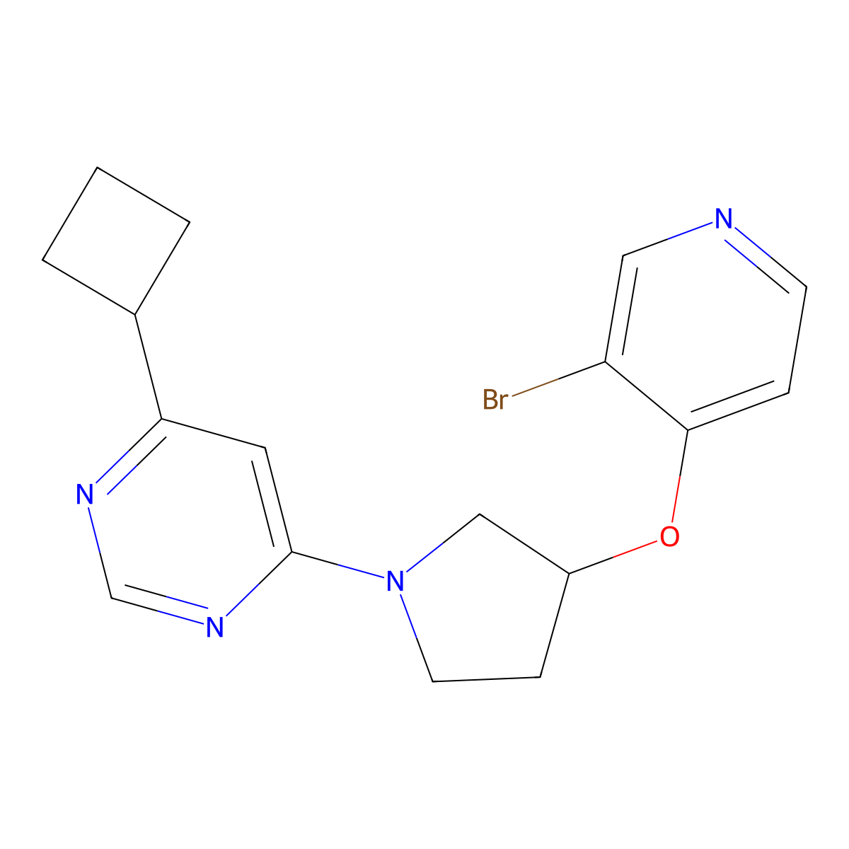 4-{3-[(3-Bromopyridin-4-yl)oxy]pyrrolidin-1-yl}-6-cyclobutylpyrimidine molecular structure, CAS 2380099-67-0