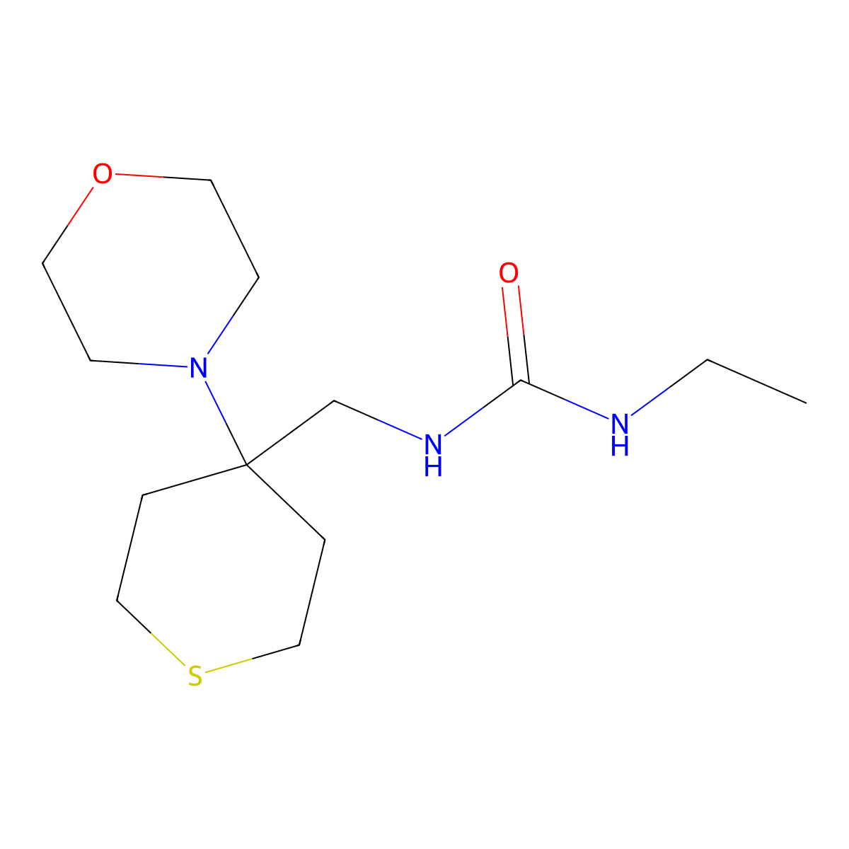 3-Ethyl-1-{[4-(morpholin-4-yl)thian-4-yl]methyl}urea molecular structure, CAS 2380099-77-2