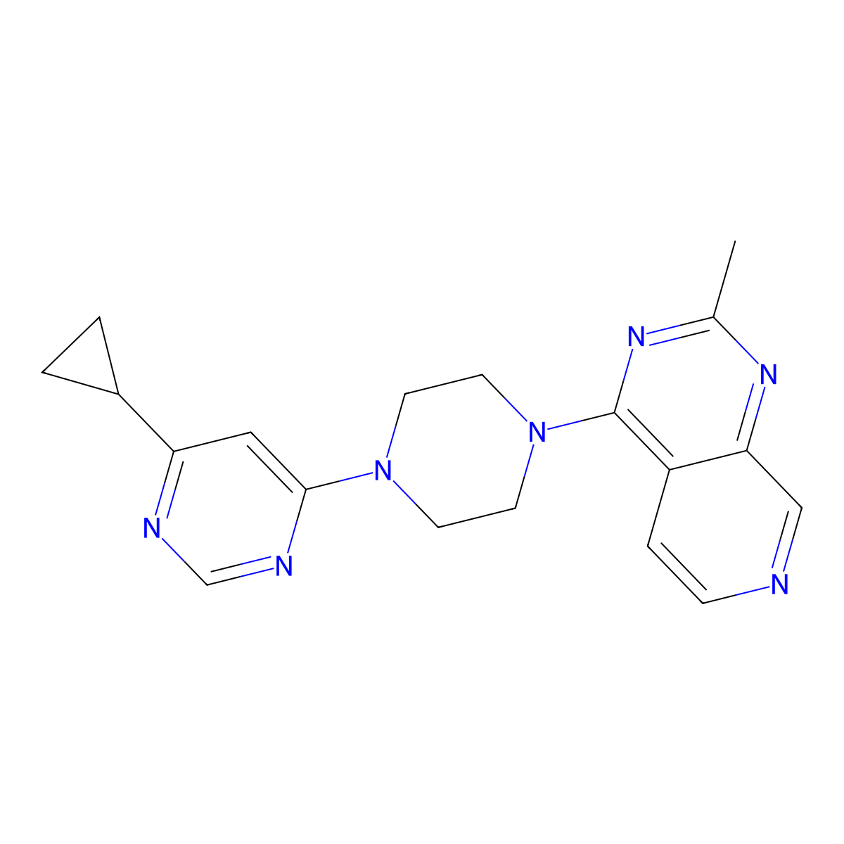 4-Cyclopropyl-6-(4-{2-methylpyrido[3,4-d]pyrimidin-4-yl}piperazin-1-yl)pyrimidine molecular structure, CAS 2380099-83-0