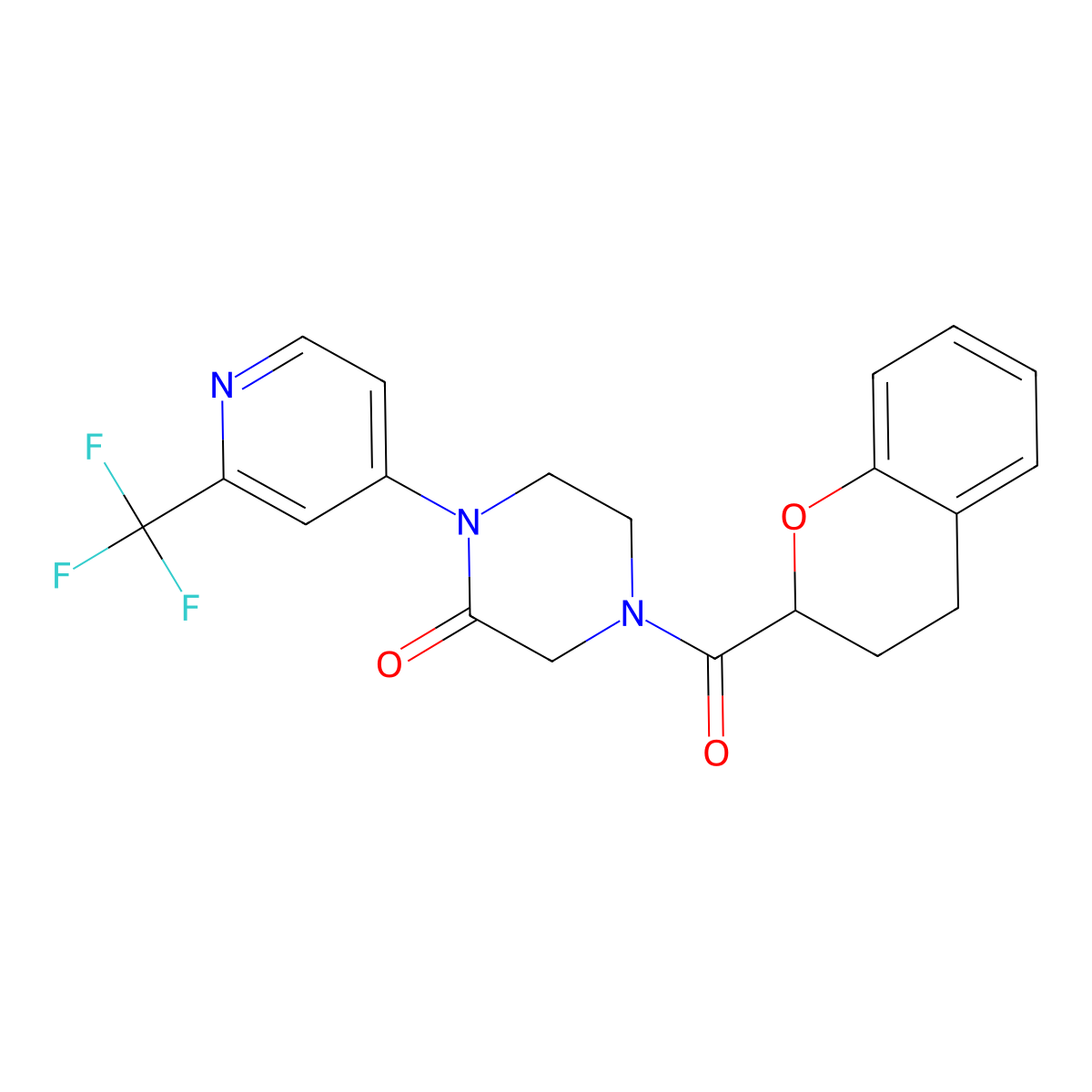 4-(3,4-dihydro-2H-1-benzopyran-2-carbonyl)-1-[2-(trifluoromethyl)pyridin-4-yl]piperazin-2-one molecular structure, CAS 2380099-95-4