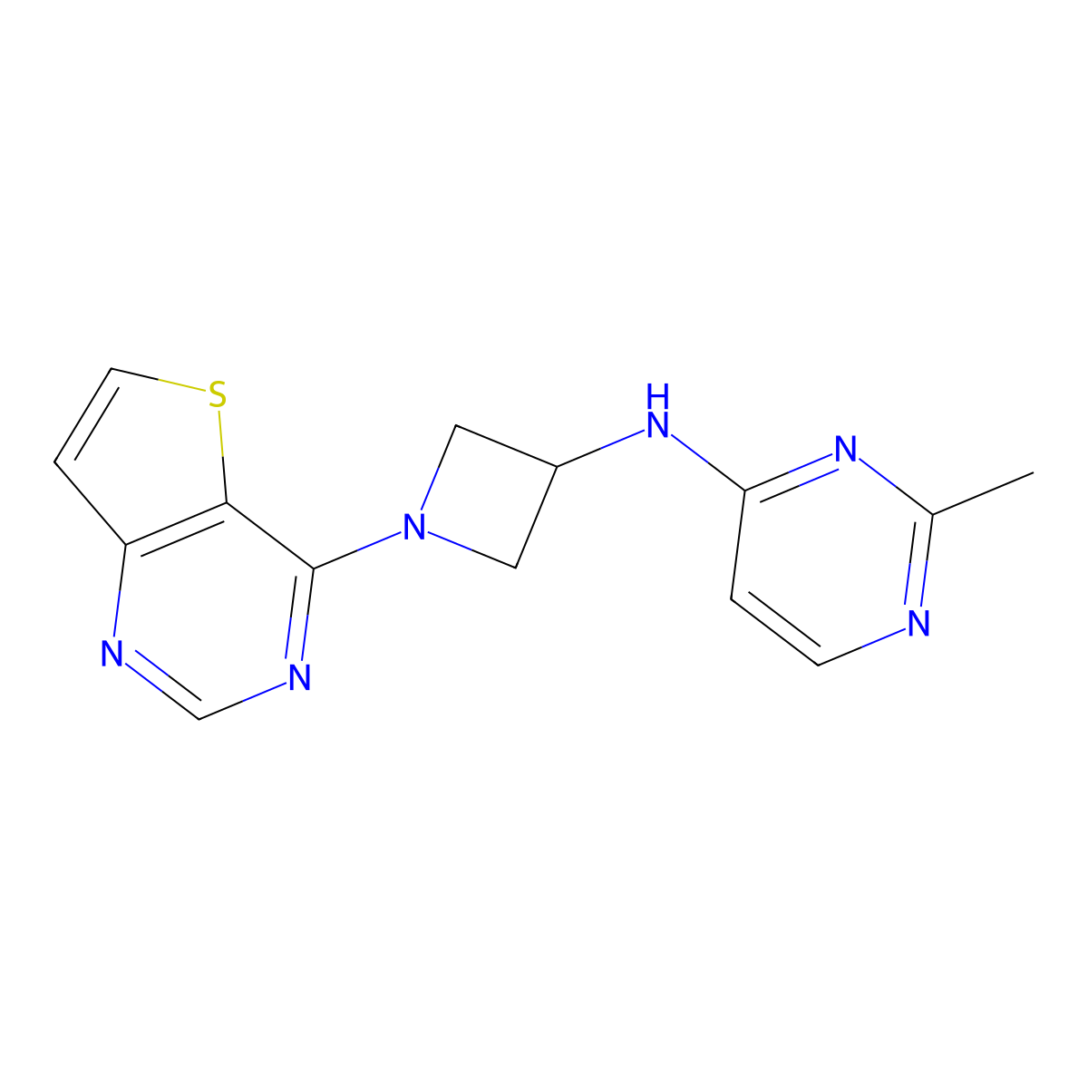 2-methyl-N-(1-{thieno[3,2-d]pyrimidin-4-yl}azetidin-3-yl)pyrimidin-4-amine molecular structure, CAS 2380100-17-2