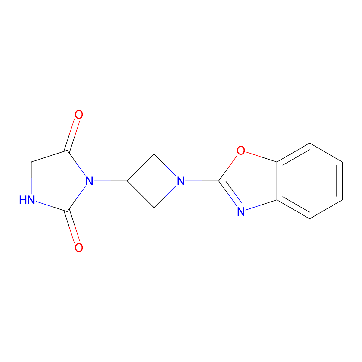 3-[1-(1,3-Benzoxazol-2-yl)azetidin-3-yl]imidazolidine-2,4-dione molecular structure, CAS 2380100-25-2