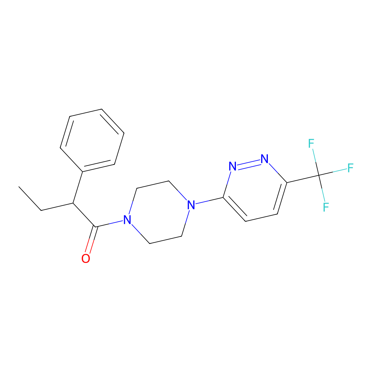 2-Phenyl-1-{4-[6-(trifluoromethyl)pyridazin-3-yl]piperazin-1-yl}butan-1-one molecular structure, CAS 2380100-32-1
