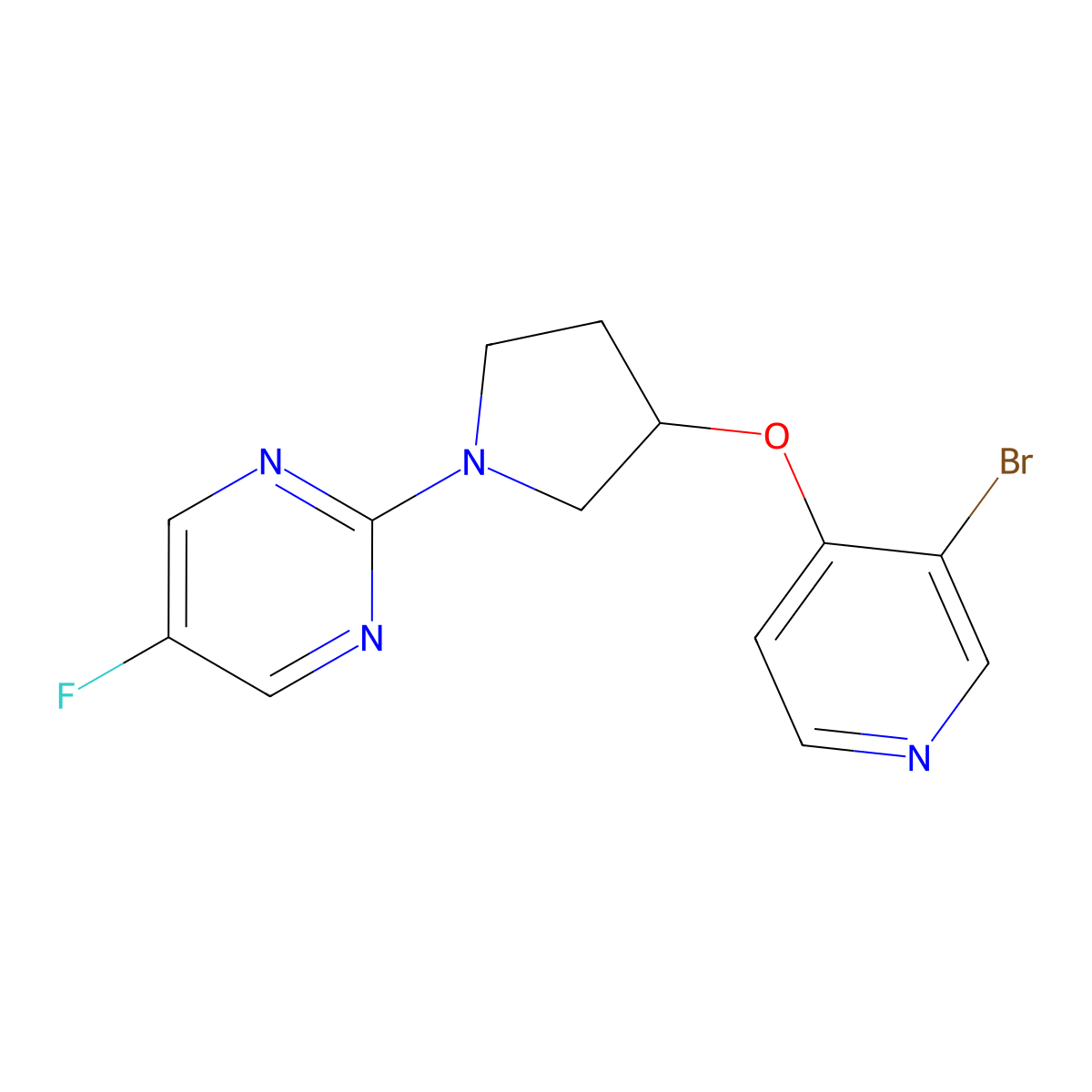 2-{3-[(3-Bromopyridin-4-yl)oxy]pyrrolidin-1-yl}-5-fluoropyrimidine molecular structure, CAS 2380100-34-3