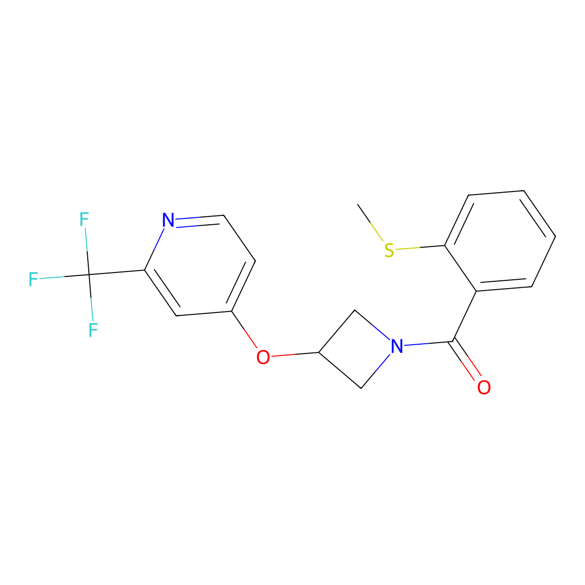 4-({1-[2-(Methylsulfanyl)benzoyl]azetidin-3-yl}oxy)-2-(trifluoromethyl)pyridine molecular structure, CAS 2380100-42-3