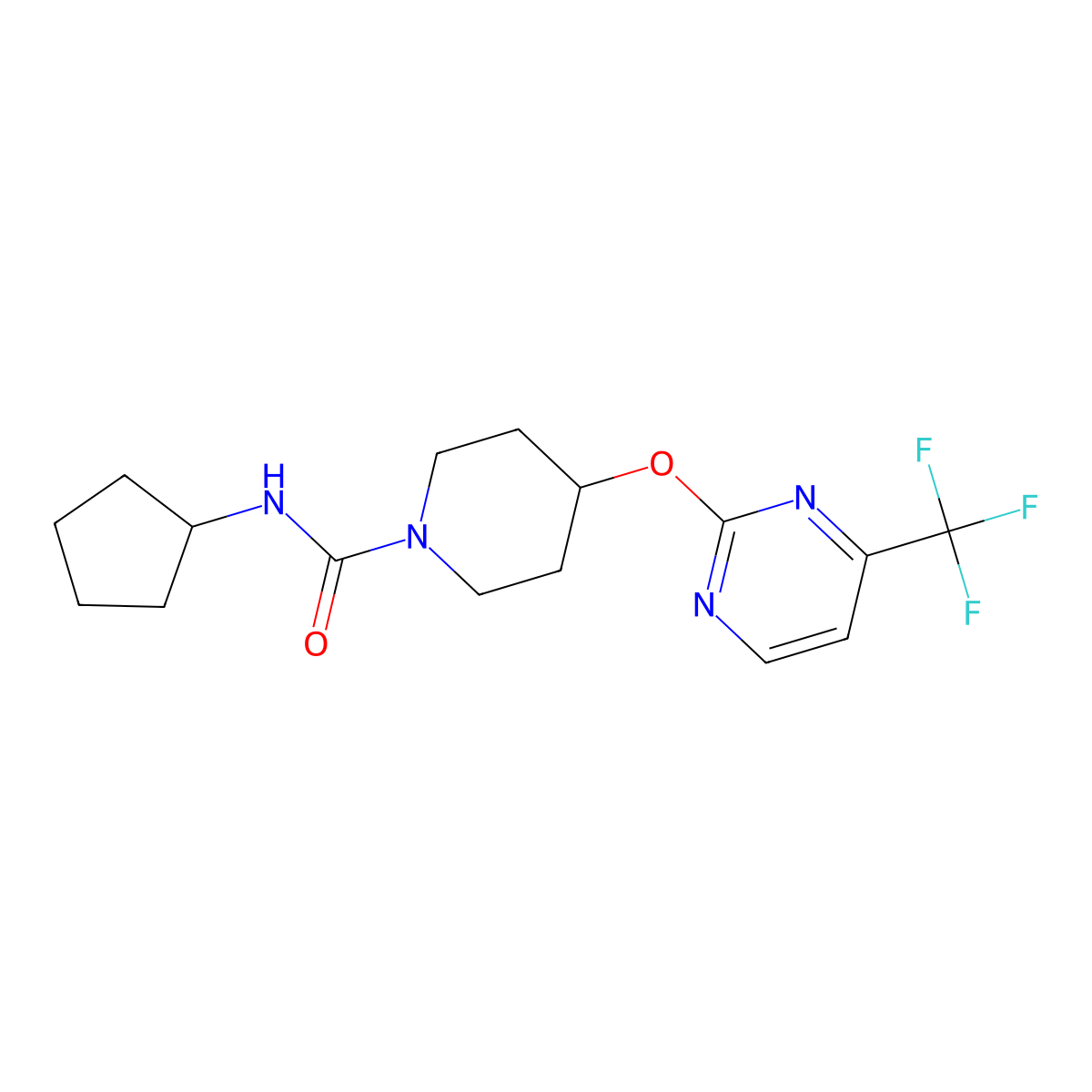 N-cyclopentyl-4-{[4-(trifluoromethyl)pyrimidin-2-yl]oxy}piperidine-1-carboxamide molecular structure, CAS 2380100-44-5