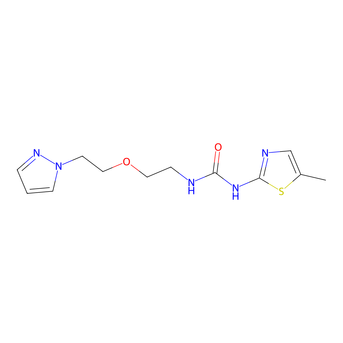 3-(5-methyl-1,3-thiazol-2-yl)-1-{2-[2-(1H-pyrazol-1-yl)ethoxy]ethyl}urea molecular structure, CAS 2380100-64-9
