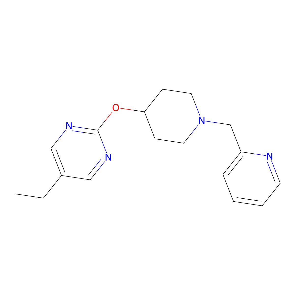 5-Ethyl-2-({1-[(pyridin-2-yl)methyl]piperidin-4-yl}oxy)pyrimidine molecular structure, CAS 2380100-68-3