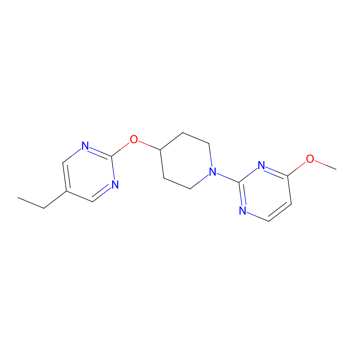 2-{4-[(5-Ethylpyrimidin-2-yl)oxy]piperidin-1-yl}-4-methoxypyrimidine molecular structure, CAS 2380100-70-7