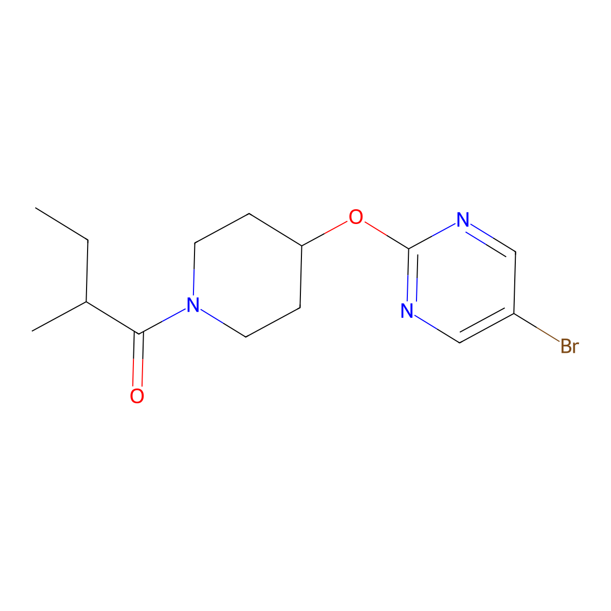 1-{4-[(5-Bromopyrimidin-2-yl)oxy]piperidin-1-yl}-2-methylbutan-1-one molecular structure, CAS 2380100-72-9