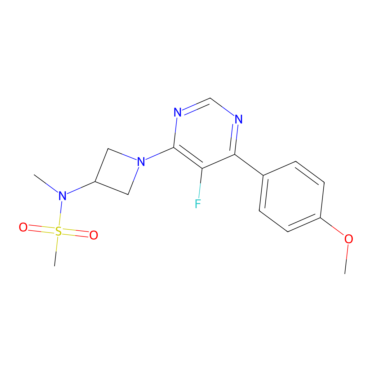N-{1-[5-fluoro-6-(4-methoxyphenyl)pyrimidin-4-yl]azetidin-3-yl}-N-methylmethanesulfonamide molecular structure, CAS 2380100-76-3