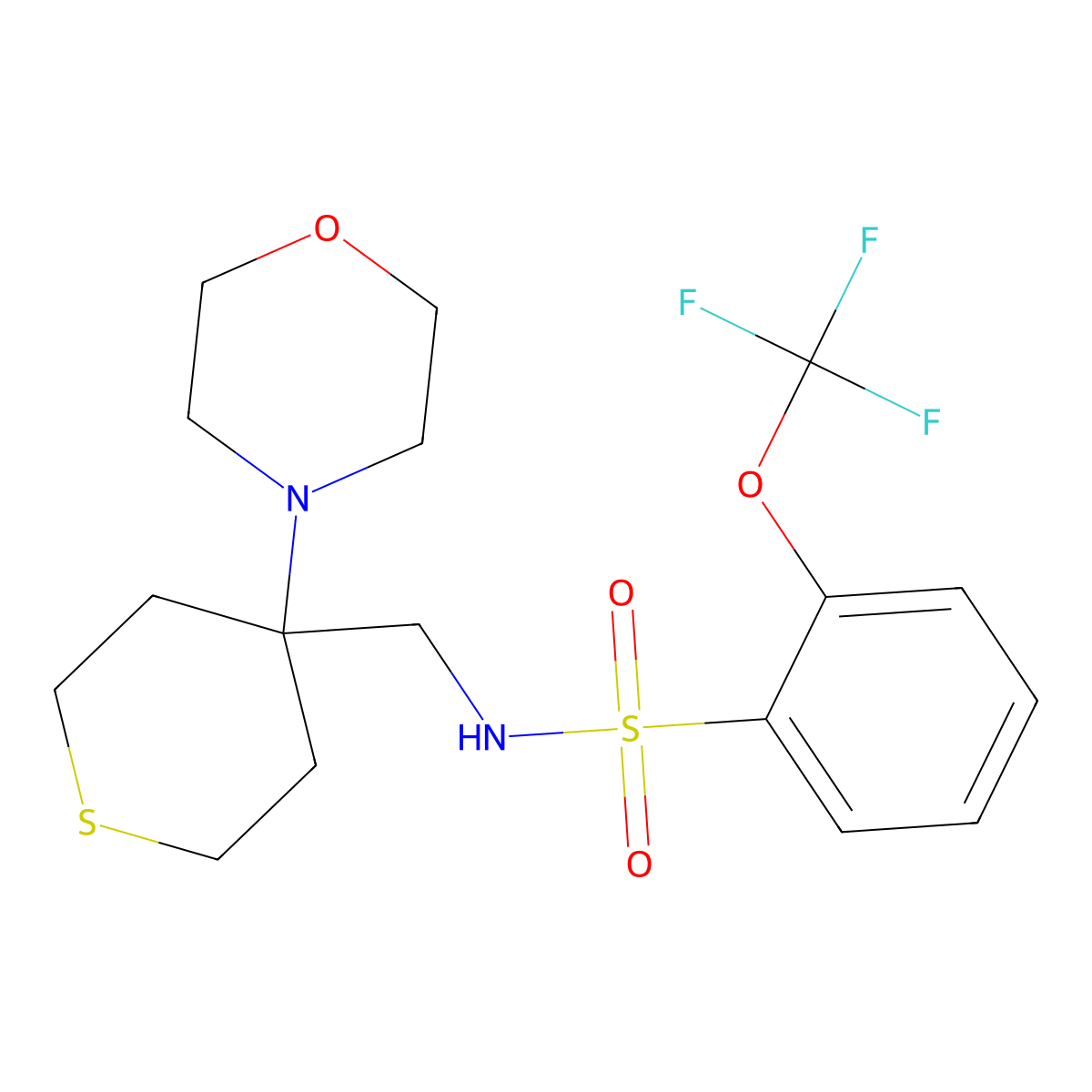 N-{[4-(morpholin-4-yl)thian-4-yl]methyl}-2-(trifluoromethoxy)benzene-1-sulfonamide molecular structure, CAS 2380100-88-7