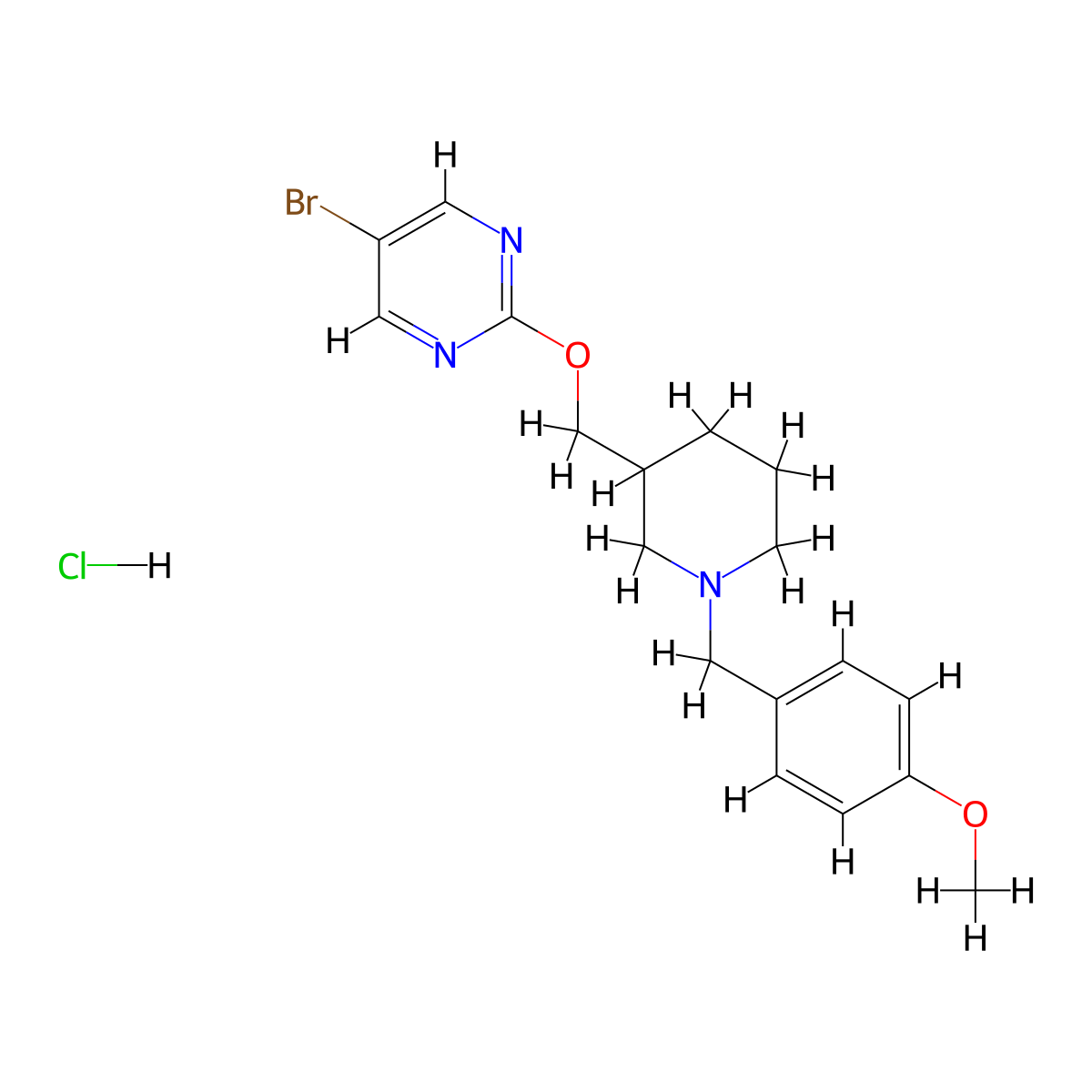 5-Bromo-2-({1-[(4-methoxyphenyl)methyl]piperidin-3-yl}methoxy)pyrimidine hydrochloride molecular structure, CAS 2380101-07-3