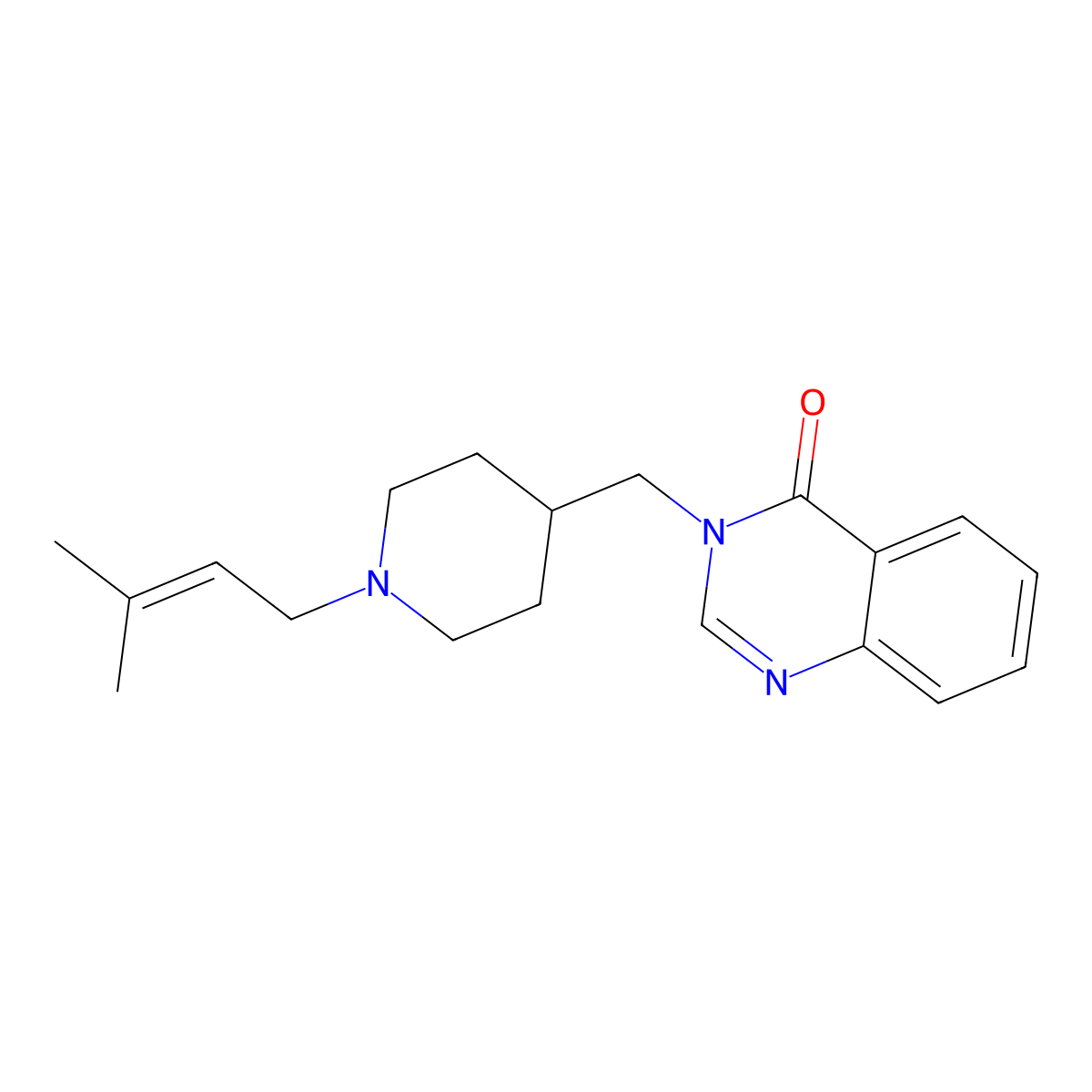 3-{[1-(3-Methylbut-2-en-1-yl)piperidin-4-yl]methyl}-3,4-dihydroquinazolin-4-one molecular structure, CAS 2380101-29-9