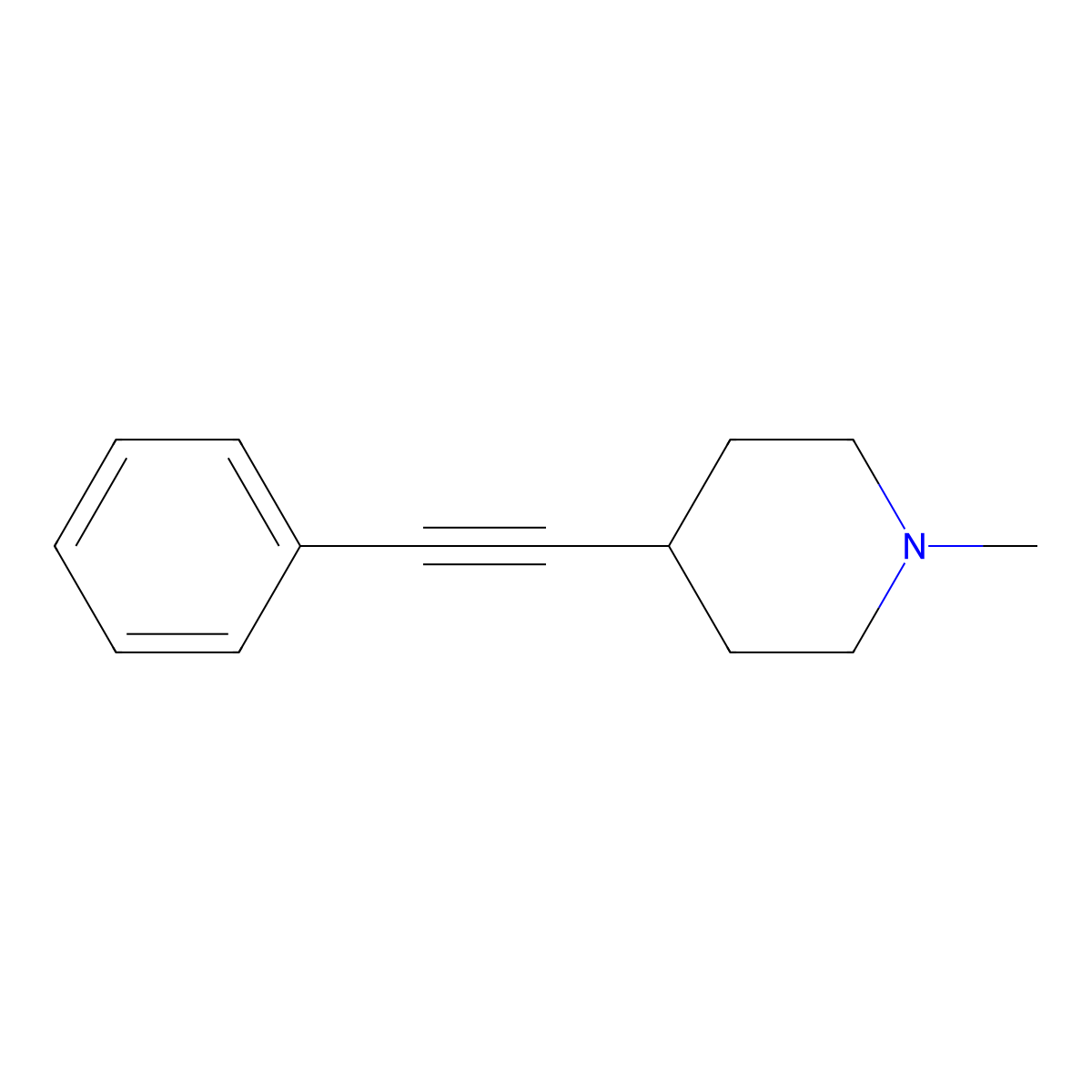 1-Methyl-4-(2-phenylethynyl)piperidine molecular structure, CAS 2380138-34-9