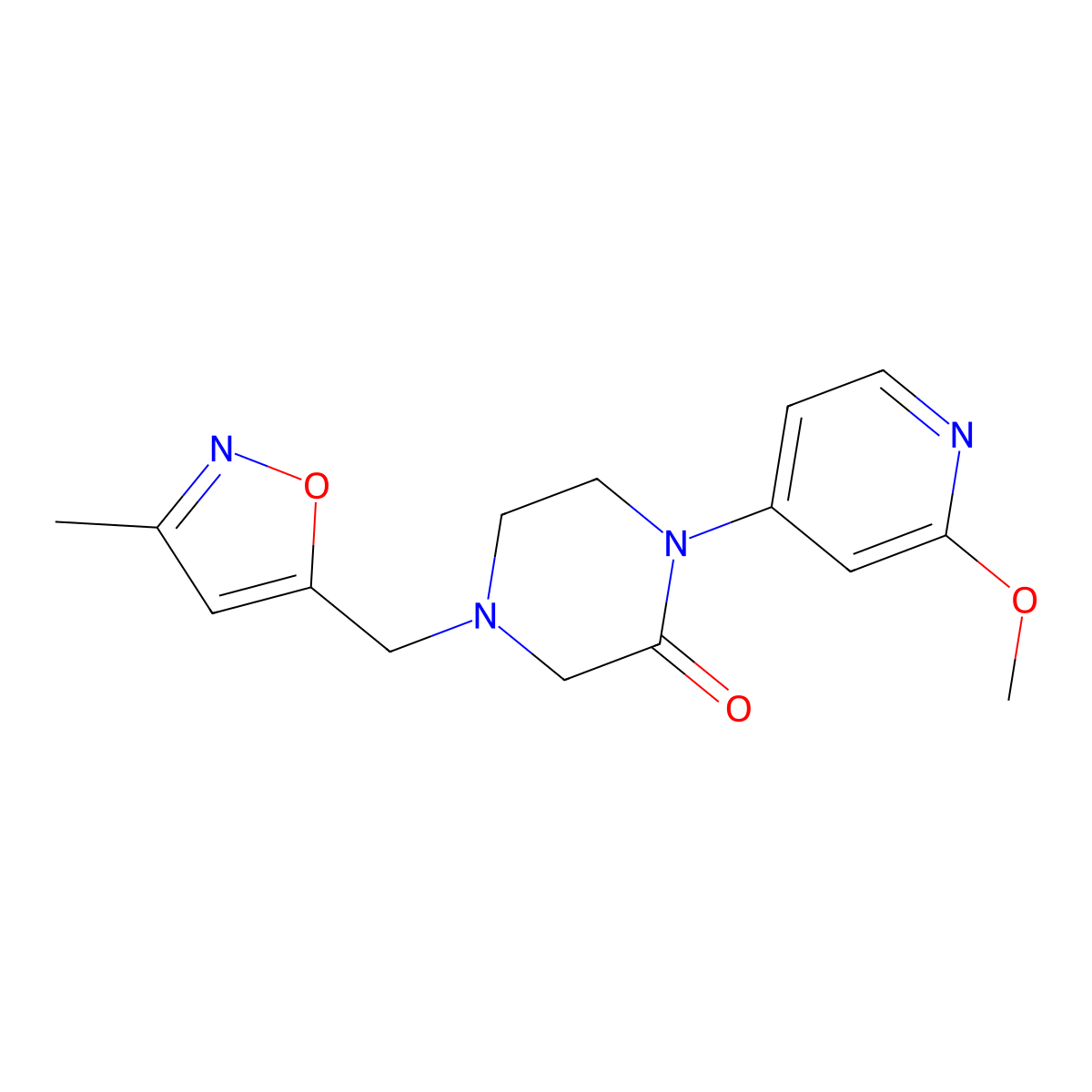 1-(2-Methoxypyridin-4-yl)-4-[(3-methyl-1,2-oxazol-5-yl)methyl]piperazin-2-one molecular structure, CAS 2380140-63-4