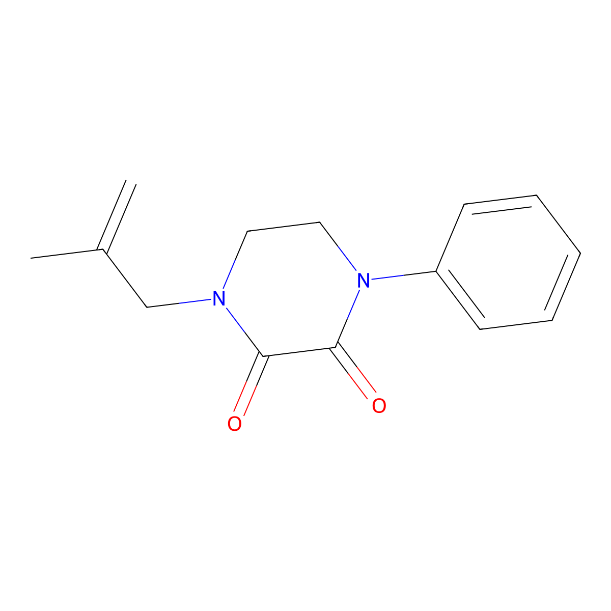 1-(2-Methylprop-2-en-1-yl)-4-phenylpiperazine-2,3-dione molecular structure, CAS 2380140-64-5