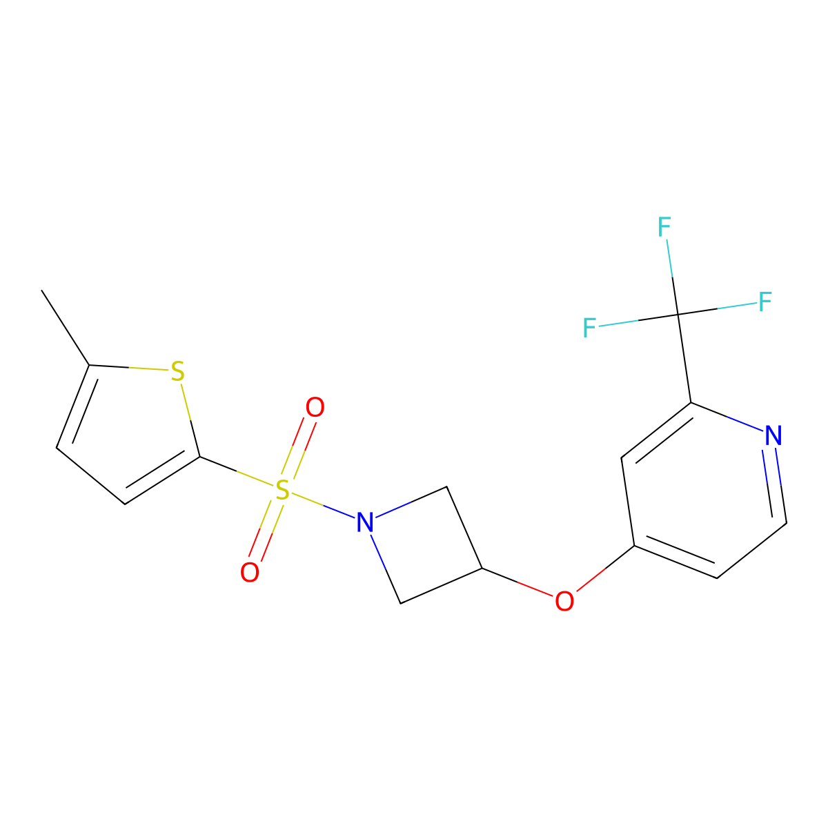 4-({1-[(5-Methylthiophen-2-yl)sulfonyl]azetidin-3-yl}oxy)-2-(trifluoromethyl)pyridine molecular structure, CAS 2380140-79-2
