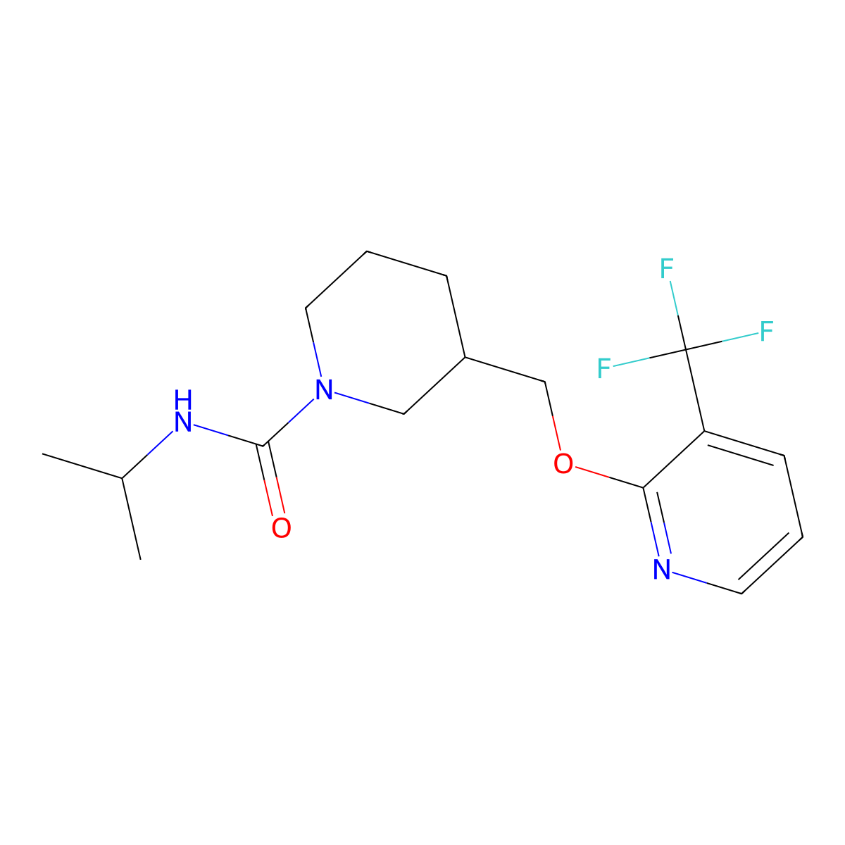 N-(propan-2-yl)-3-({[3-(trifluoromethyl)pyridin-2-yl]oxy}methyl)piperidine-1-carboxamide molecular structure, CAS 2380140-92-9