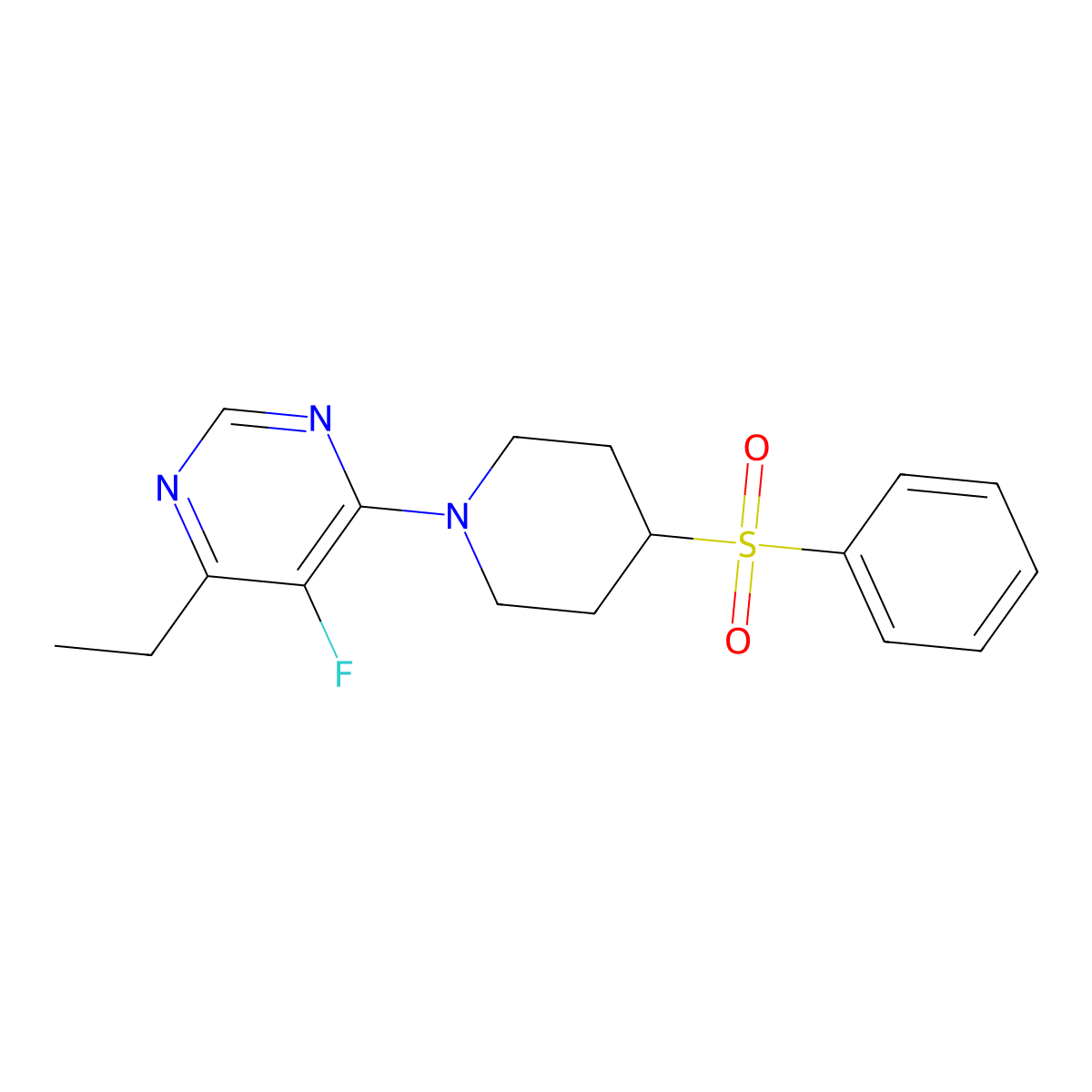 4-[4-(Benzenesulfonyl)piperidin-1-yl]-6-ethyl-5-fluoropyrimidine molecular structure, CAS 2380140-93-0