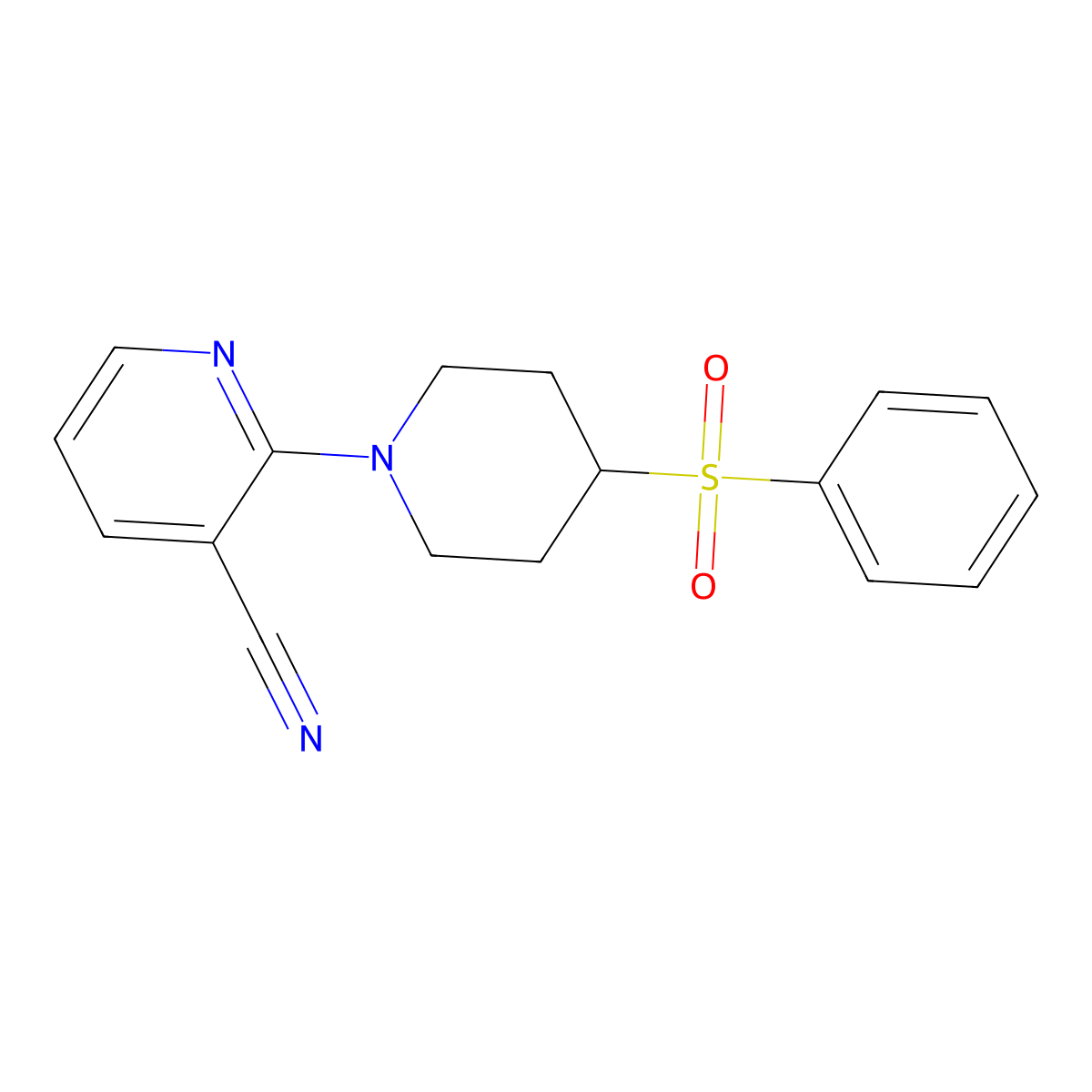 2-[4-(Benzenesulfonyl)piperidin-1-yl]pyridine-3-carbonitrile molecular structure, CAS 2380140-94-1