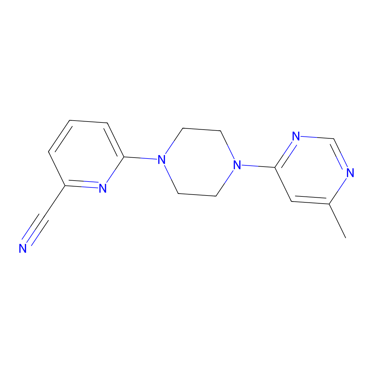 6-[4-(6-Methylpyrimidin-4-yl)piperazin-1-yl]pyridine-2-carbonitrile molecular structure, CAS 2380140-96-3