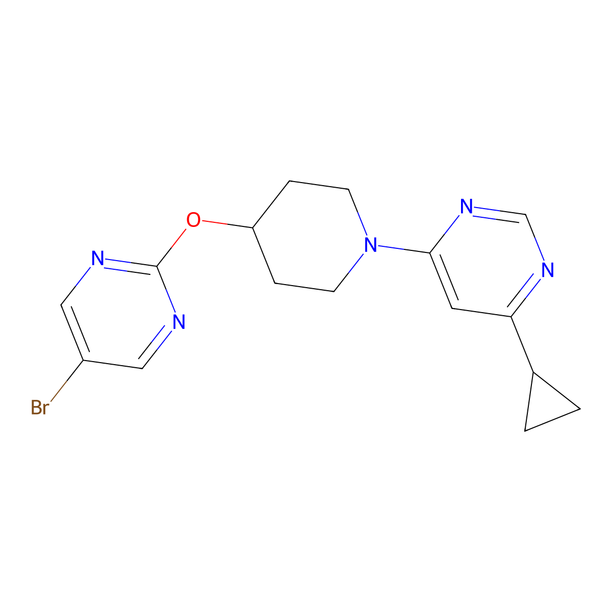 4-{4-[(5-Bromopyrimidin-2-yl)oxy]piperidin-1-yl}-6-cyclopropylpyrimidine molecular structure, CAS 2380140-98-5