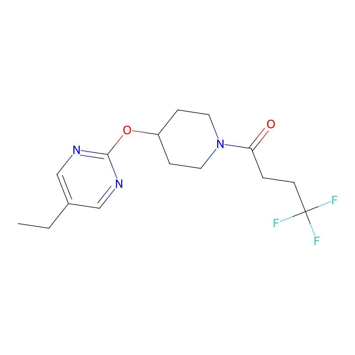 1-{4-[(5-Ethylpyrimidin-2-yl)oxy]piperidin-1-yl}-4,4,4-trifluorobutan-1-one molecular structure, CAS 2380141-00-2
