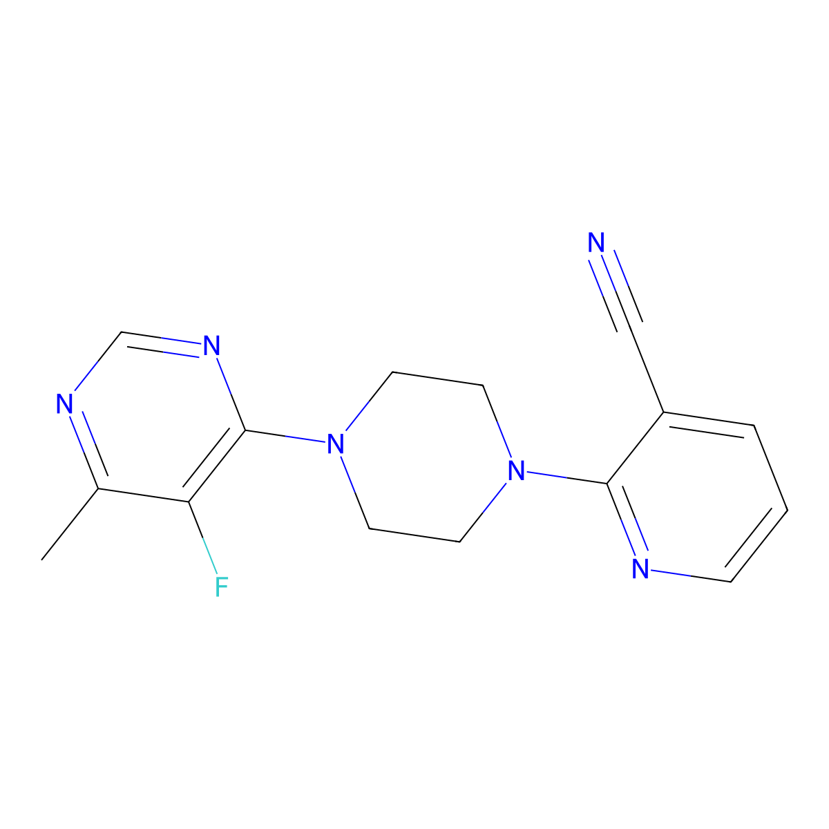 2-[4-(5-Fluoro-6-methylpyrimidin-4-yl)piperazin-1-yl]pyridine-3-carbonitrile molecular structure, CAS 2380141-04-6