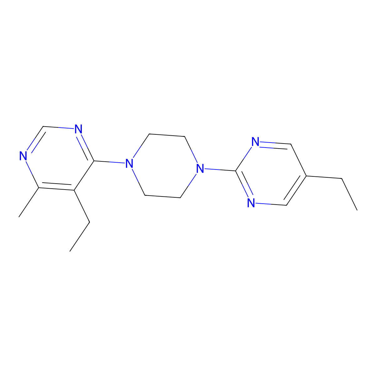 5-Ethyl-4-[4-(5-ethylpyrimidin-2-yl)piperazin-1-yl]-6-methylpyrimidine molecular structure, CAS 2380141-05-7