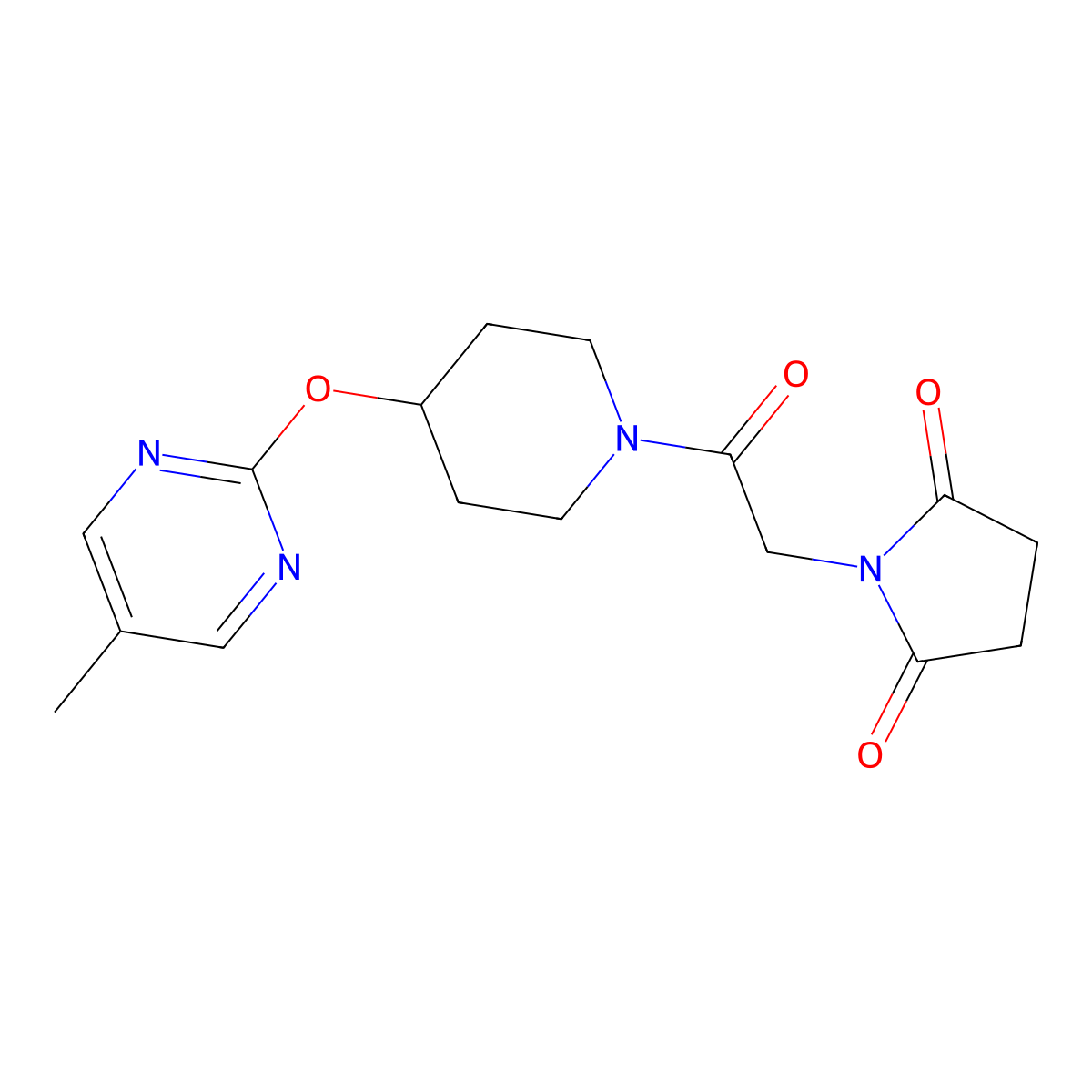 1-(2-{4-[(5-Methylpyrimidin-2-yl)oxy]piperidin-1-yl}-2-oxoethyl)pyrrolidine-2,5-dione molecular structure, CAS 2380141-07-9