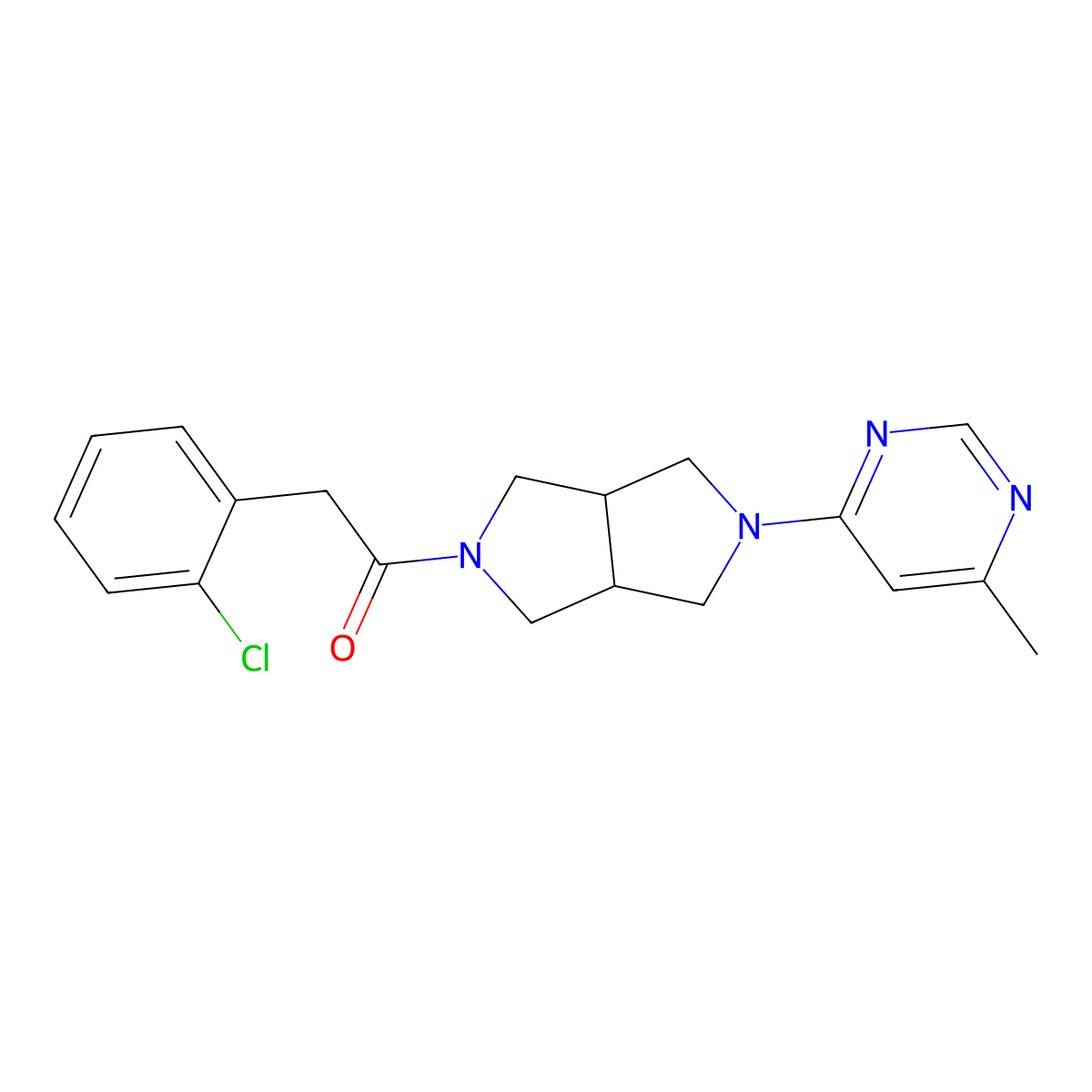 2-(2-Chlorophenyl)-1-[5-(6-methylpyrimidin-4-yl)-octahydropyrrolo[3,4-c]pyrrol-2-yl]ethan-1-one molecular structure, CAS 2380141-09-1