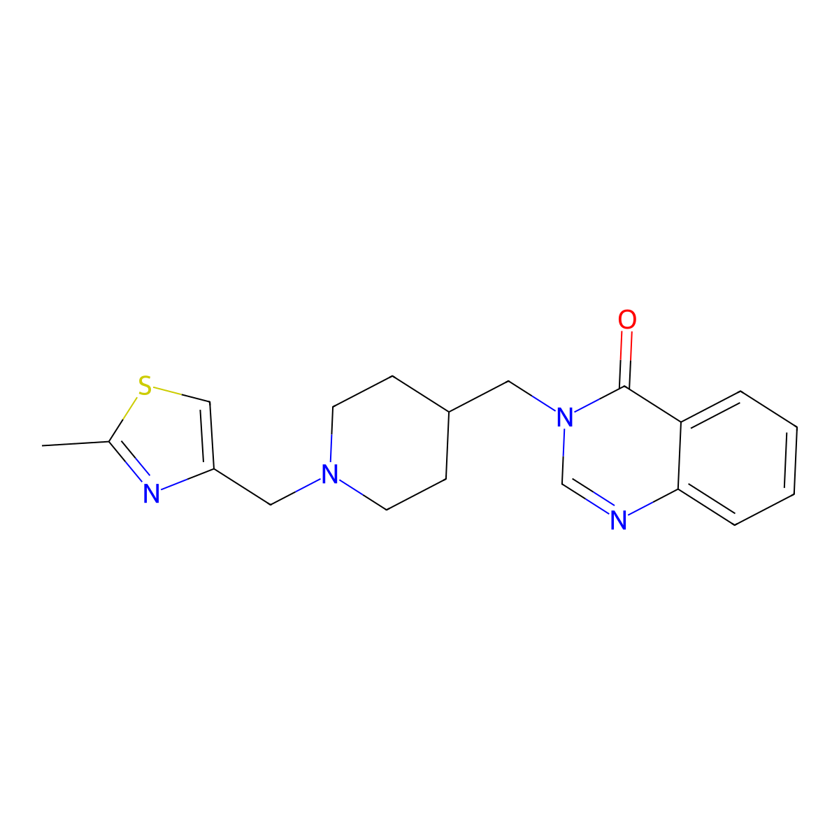 3-({1-[(2-Methyl-1,3-thiazol-4-yl)methyl]piperidin-4-yl}methyl)-3,4-dihydroquinazolin-4-one molecular structure, CAS 2380141-12-6
