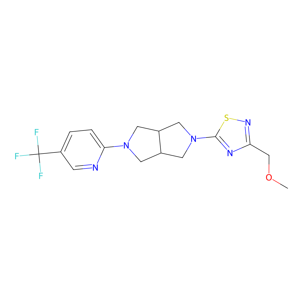 2-{5-[3-(Methoxymethyl)-1,2,4-thiadiazol-5-yl]-octahydropyrrolo[3,4-c]pyrrol-2-yl}-5-(trifluoromethyl)pyridine molecular structure, CAS 2380141-16-0
