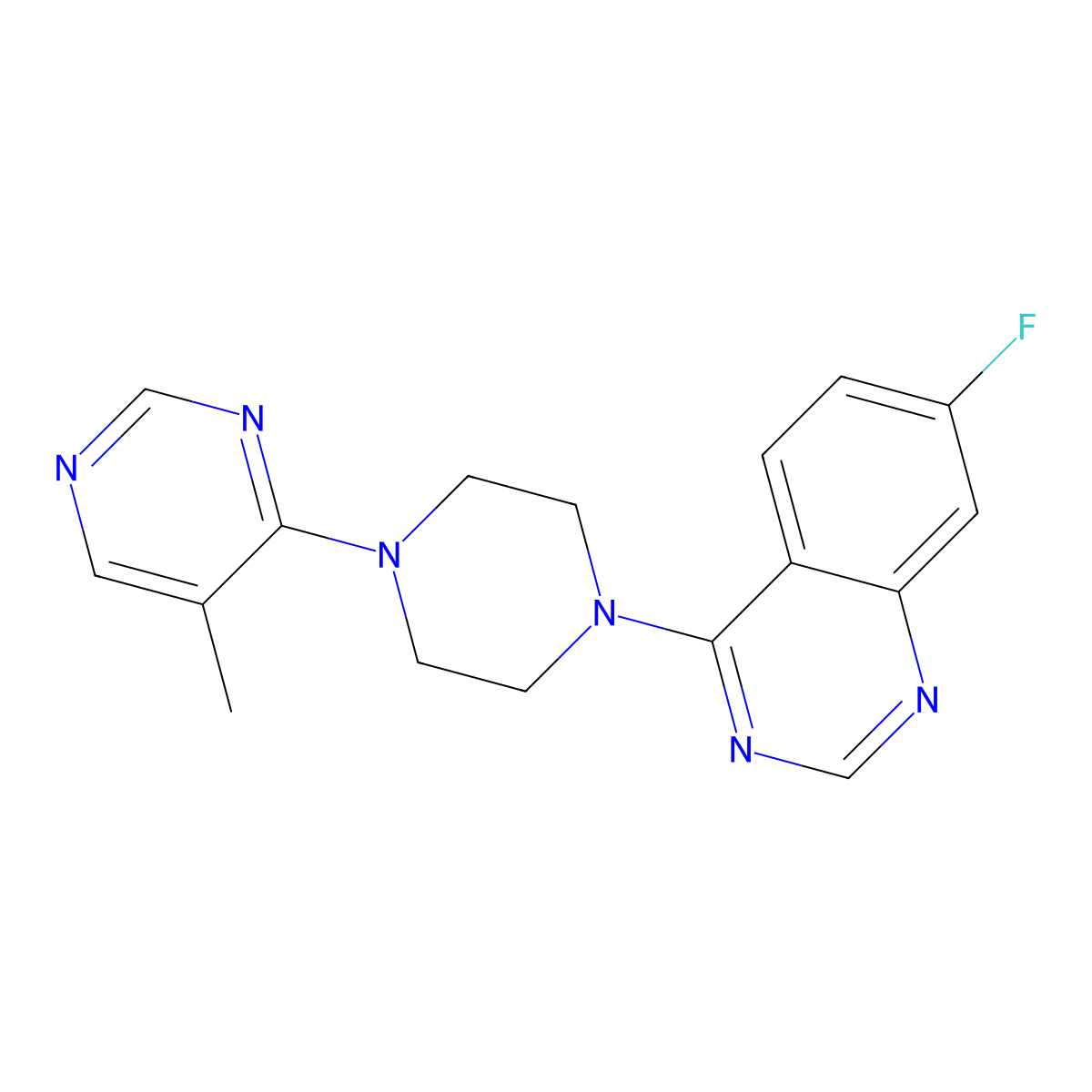 7-Fluoro-4-[4-(5-methylpyrimidin-4-yl)piperazin-1-yl]quinazoline molecular structure, CAS 2380141-25-1